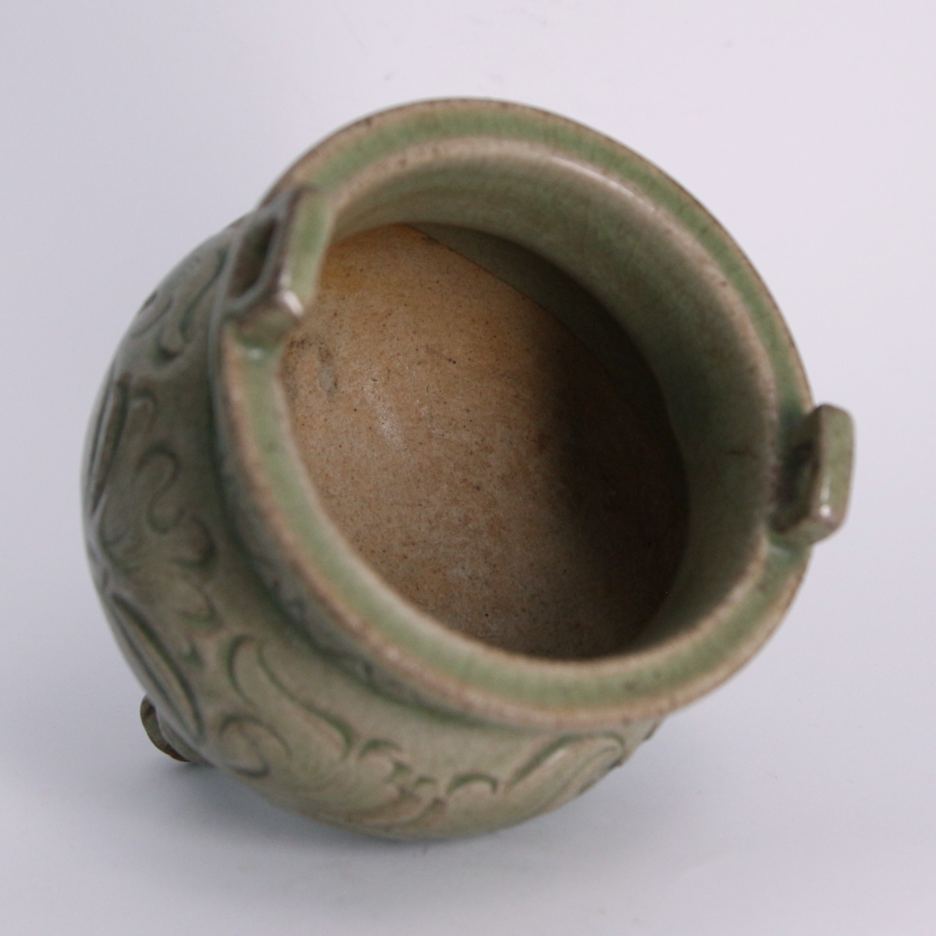 館藏非賣品:: GUCH ART 宋耀州窯刻花三獸足香爐G1180 藏点啦古玩网 [临 