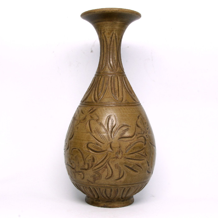 宋耀州窯刻花玉壺春瓶G1206 館藏非賣品:: GUCH ART